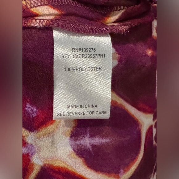 DR2 Women's Blouse Purple and Pink Pattern worn once XL semisheer sleeveless EUC - Picture 5 of 6